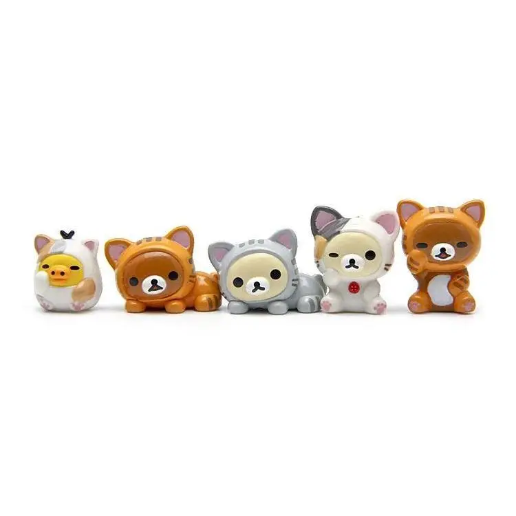 5Pcs/Set Cartoon Rilakkuma Bear PVC Doll Action Toy Figures 1-3CM