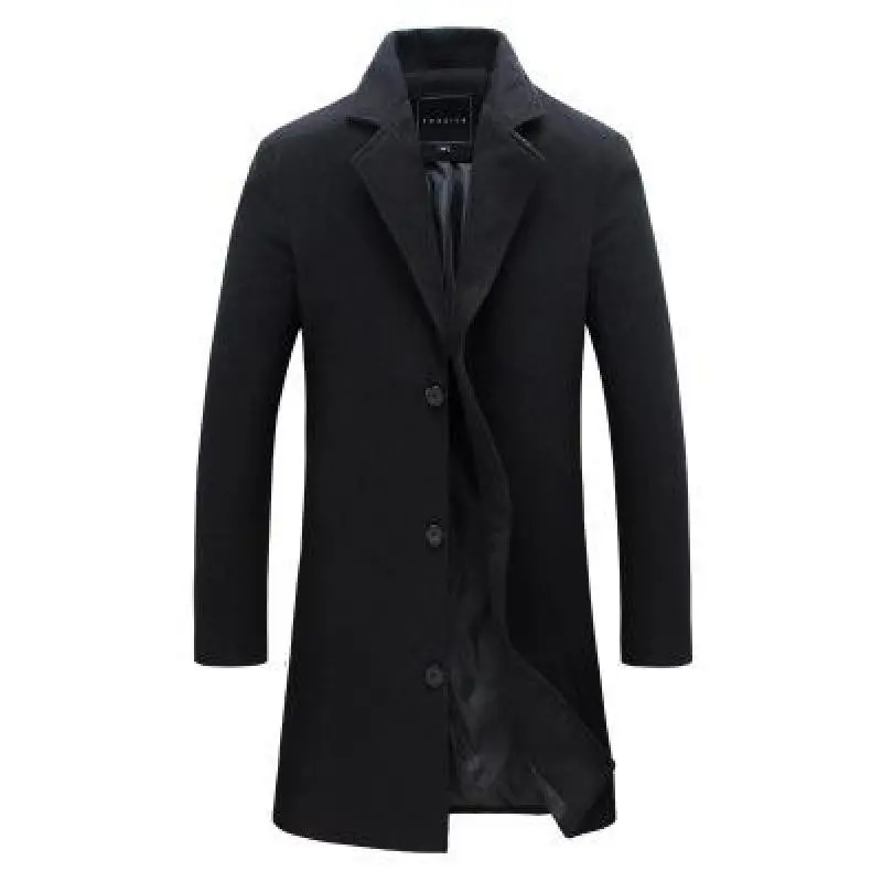 Fashion Trendy Coat Stylish Mid-Length Woolen Overcoat Men's Trench Coat Slim Fit Versatile Suit Gray Evening Wear