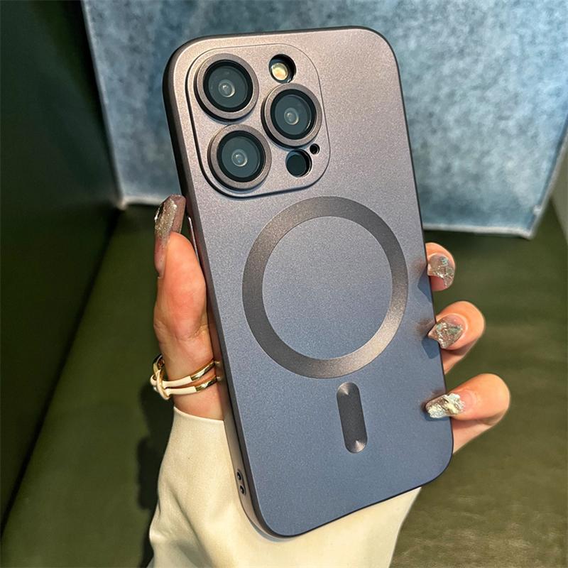 Magsafe Full Camera Protection Case for iPhone 17 Pro Max/Air 16 14 15 13 11 12 Pro Max TPU Soft Magnetic Matte Shockproof Thin Black iPhone 15 Pro Max Case Matte Metallic - Cellphone