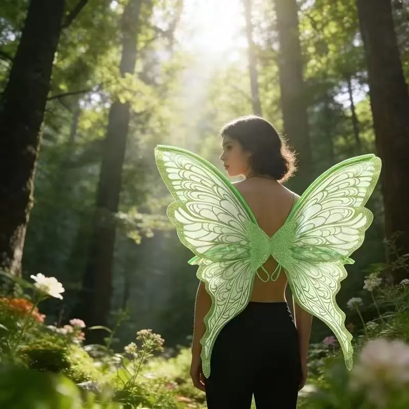 Fairy Costume Set for Role Play, Butterfly Party Wings, Elf Wings, Perfect for Halloween and Theme Parties, Magical Look