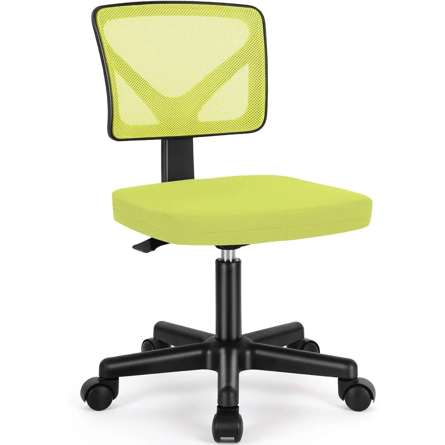 Small Office Chair, Ergonomic Low-Back Mesh Rolling Work Swivel Desk Chairs with Wheels, Armless Comfortable Seat Lumbar Support for Home, Bedroom, Study, Student, Adults, Green
