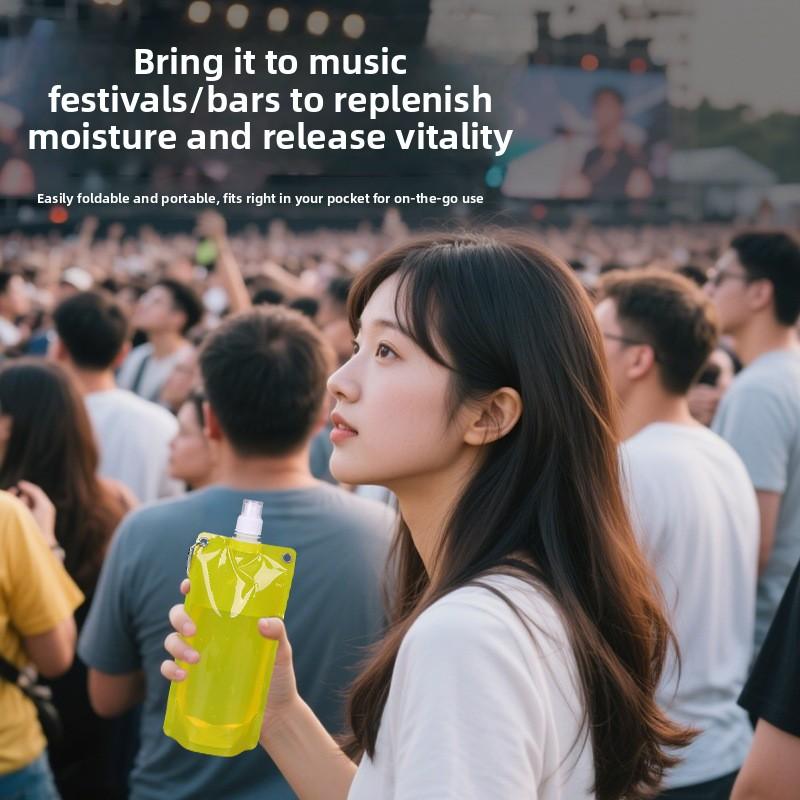 Folding Water Bag Bar Music Festival Plastic Soft Water Bag Lanyard Convenient Water Bag Mountaineering Cycling Water Bag