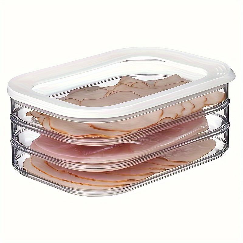 3-Tier Stackable Deli Meat & Cheese Storage Organizer with Lid – BPA-Free Plastic Refrigerator Container, Dishwasher Safe, Trending TikTok Kitchen Storage, Perfect for Home & Meal Prep