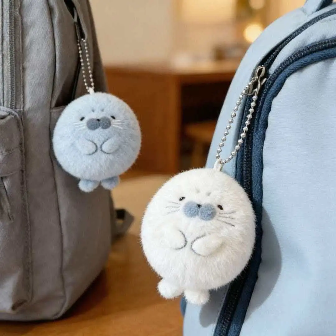 No. 4 Grey Seal Face Plush Toy Pendant, Home Decor Hanging Charm