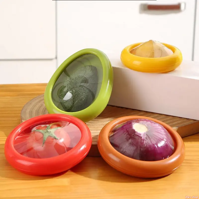 2026 New Transparent Film Seal Storage Box For Fruit Vegetable Onion Half In Fridge Fresh Keeping Airtight Kitchen Organization Tool US Design