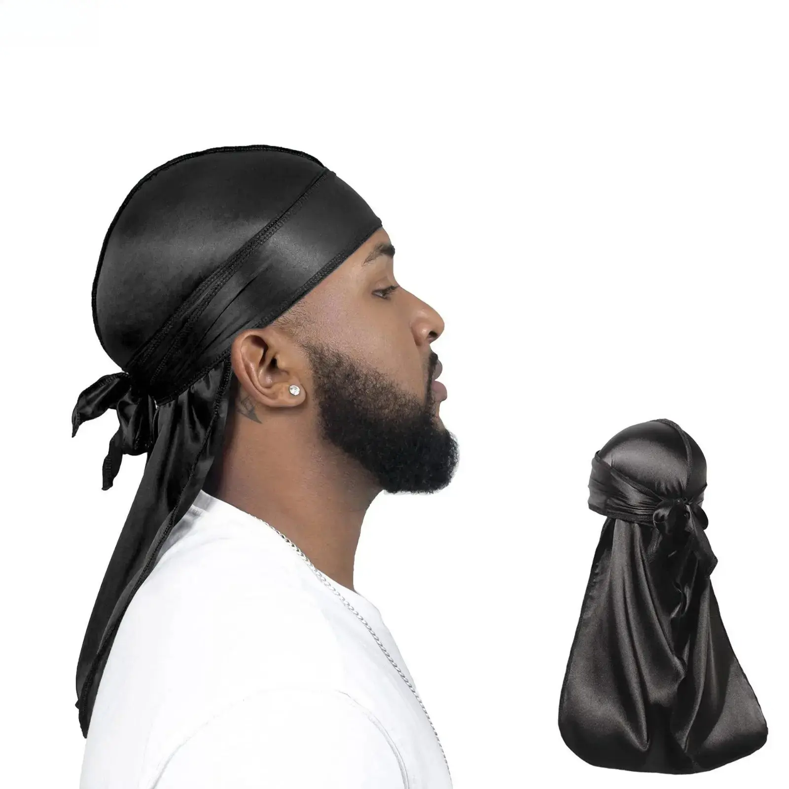 Premium Silky Satin Durag Hat for Men – Soft Breathable Lightweight Head Wrap, Fashion Pirate-Style Durag for Cycling & Daily Wear, Ideal Father’s Day Gift Accessory