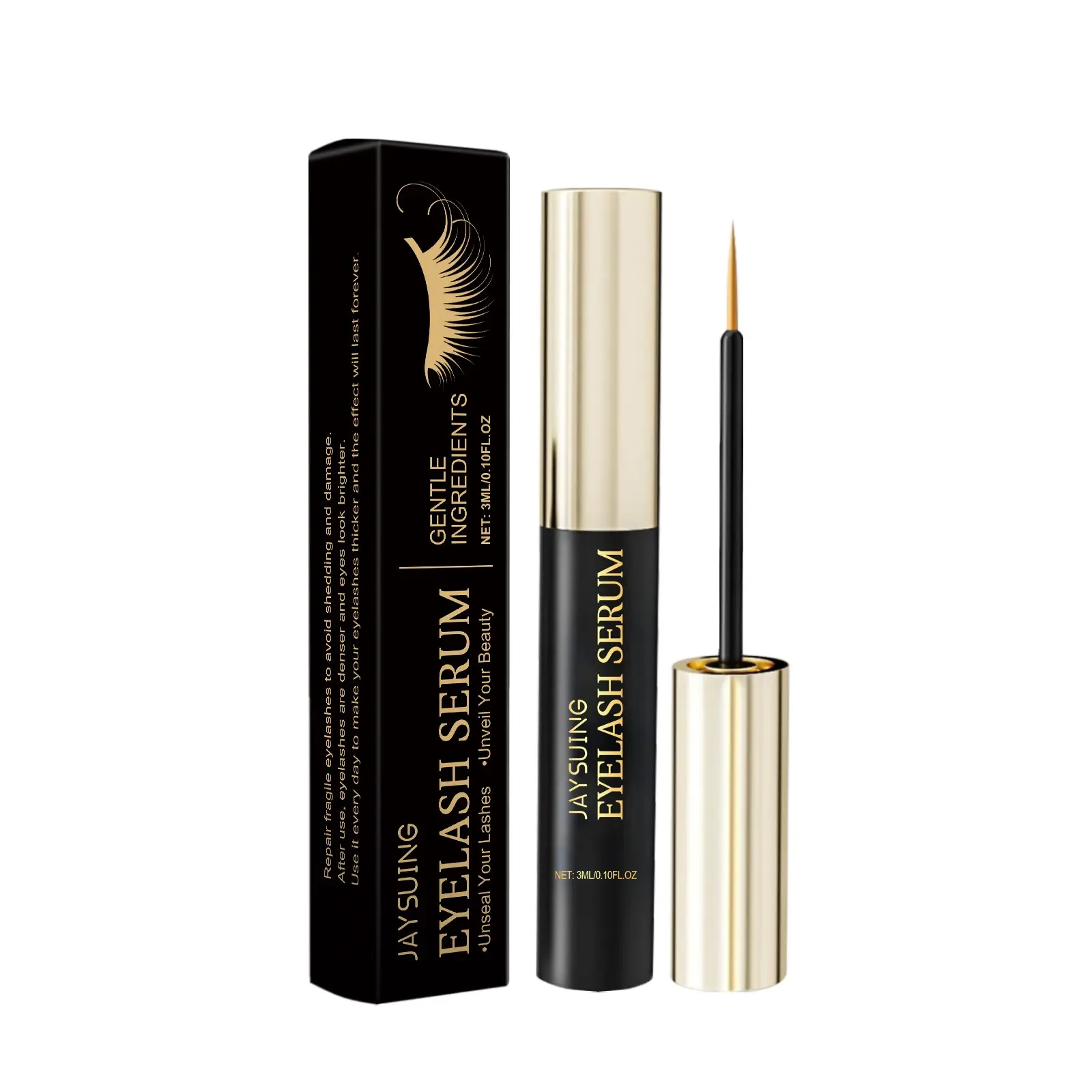 Jaysuing Eyelash Serum, Gentle Nourishing for Daily Natural Lashes, Dark Voluminous Curly, Smudge Resistant Lash Serum