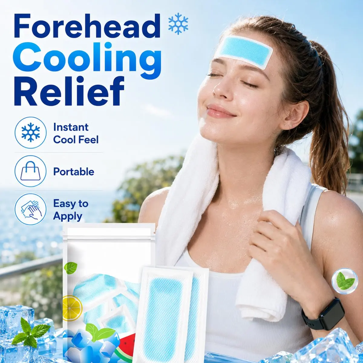 20Pcs Instant Cooling Patches Summer Hydrogel Style, Disposable Gel Ice Pads for Forehead Neck Body and Phone Cooling, Soft Skin-Friendly Portable Cool Pack for Outdoor Activities, Camping, Hiking, Sports, Travel and Hot Weather Comfort