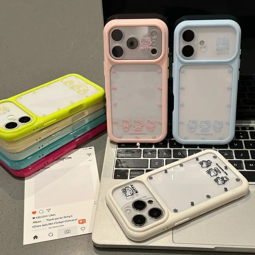 Cartoon Cute Decorative Minimalist Colorful Line Cat Phone Case - Transparent, Trendy, High Aesthetic Appeal for Girls, Compatible with iPhone 17 Pro Max, 16 Pro, 15