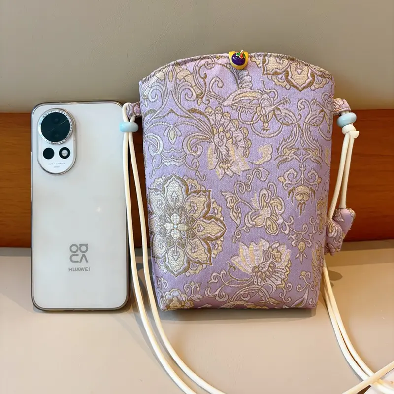 Phone Bag 1pc, Display Of Blooming Flowers Print Mobile Phone Bag, Adjustable Strap Crossbody Phone Pouch, Mini Zipper Shoulder Bag, Small Vertical Crossbody Purse, Coin Purse, Summer Mobile Phone Cloth Bag