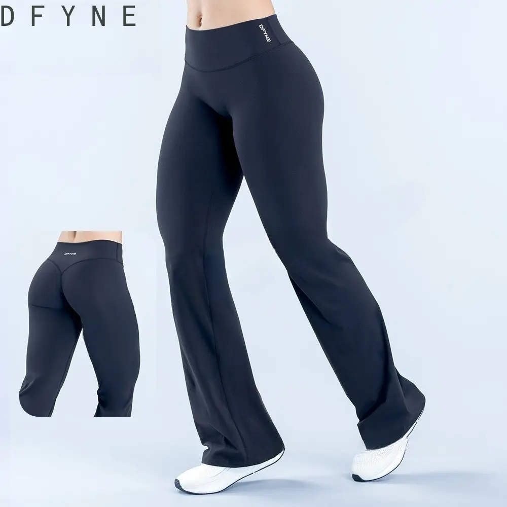 [DFYNE Origin] Seamless Flat Waistband Flare Pants - Flattering Glute Contour Bootcut Leggings - Viral Gym-to-Street Athleisure Wear