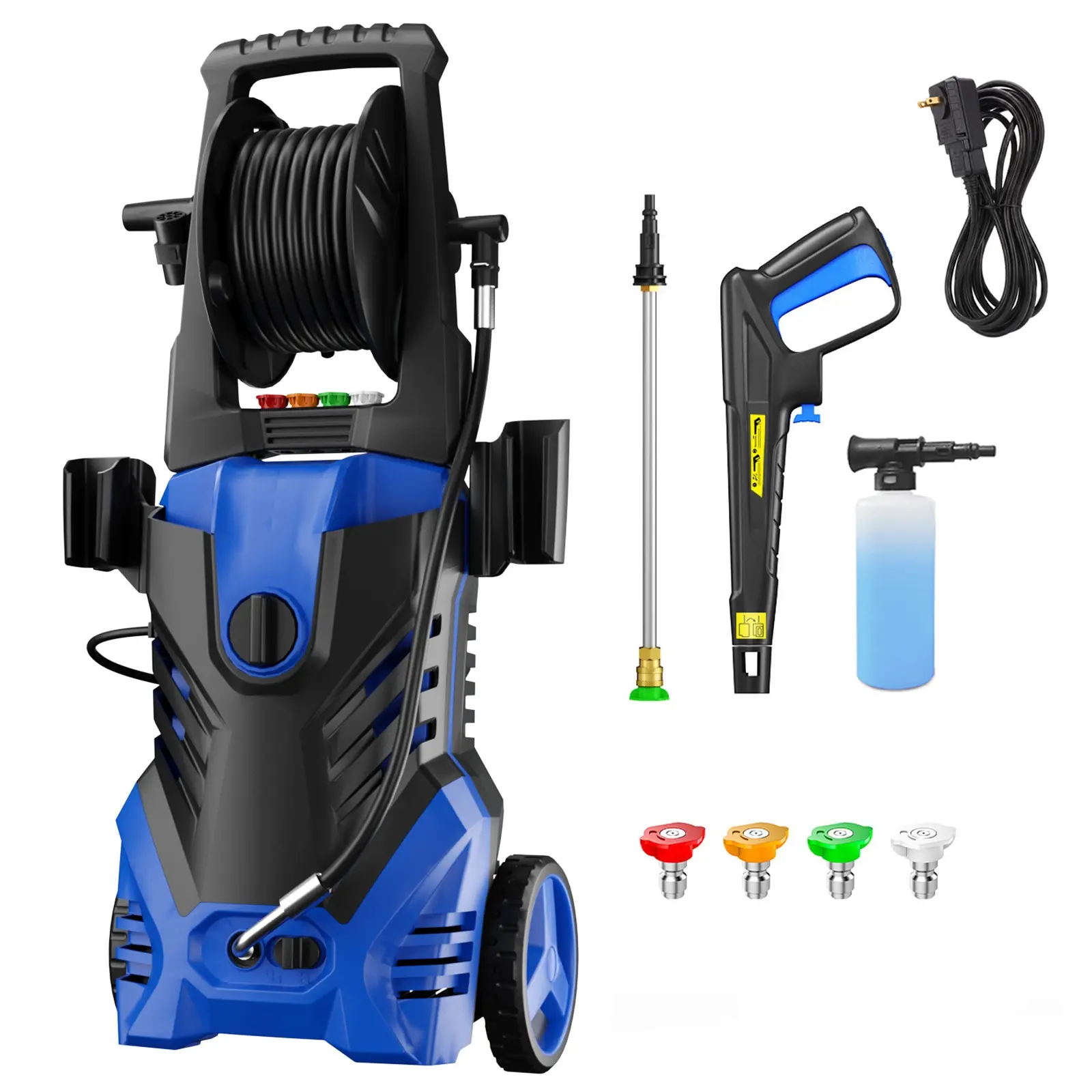Electric Pressure Washer 3500PSI MAX 2.5GPM, Retractable Hose Reel, All-Around Cleaning Performance, Dirt, Grime Removal, with 4 Nozzle Tips, 500ML Soap Tank, Stainless Steel Lance, Automatic Total Stop System for Car, Yard, Garden Cleaning
