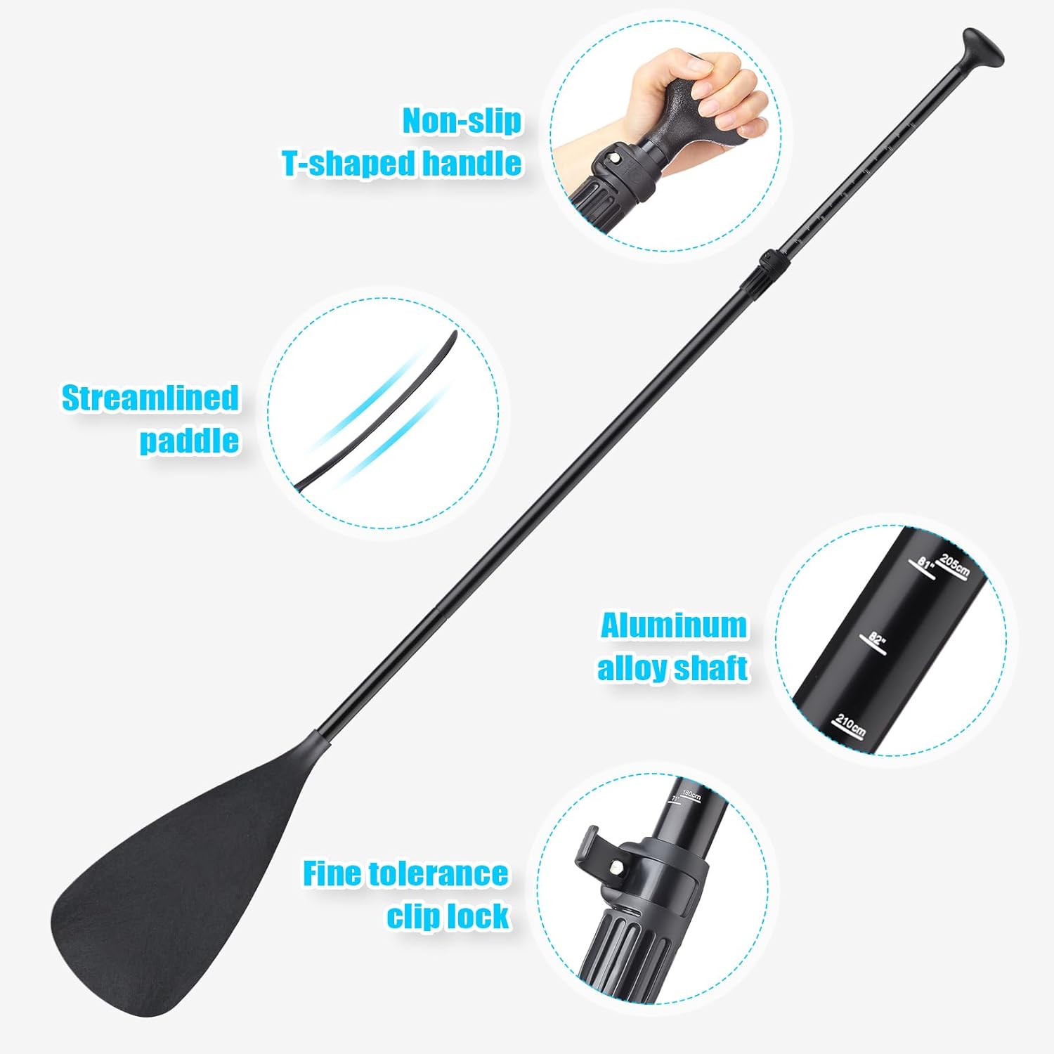 2 Set of 3 count Sup Paddle Board Paddle Kayak Adjustable Stand up Oar  Alloy Lightweight Replacement Paddleboard Detachable  Alloy Shaft for Surfing Fishing