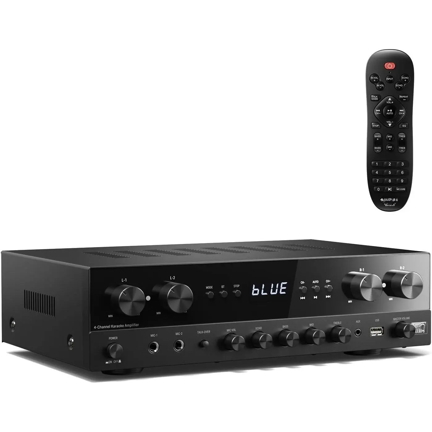 5.0 Stereo Audio Amplifier Receiver, 4  440W  Power  Theater Stereo Receiver with USB, SD, FM, 2 Mic in Echo, , LED, Speaker Selector for Studio,  - MAMP5