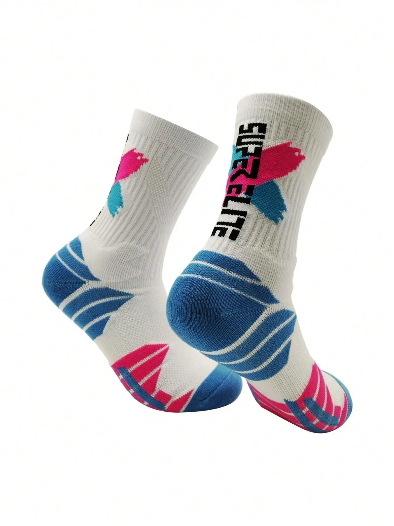 Men's Basketball Training Socks, Shock Absorbing F-Type Sole, Anti-Slip, Breathable, Thickened Long Cuff, Comfortable Sports Socks
