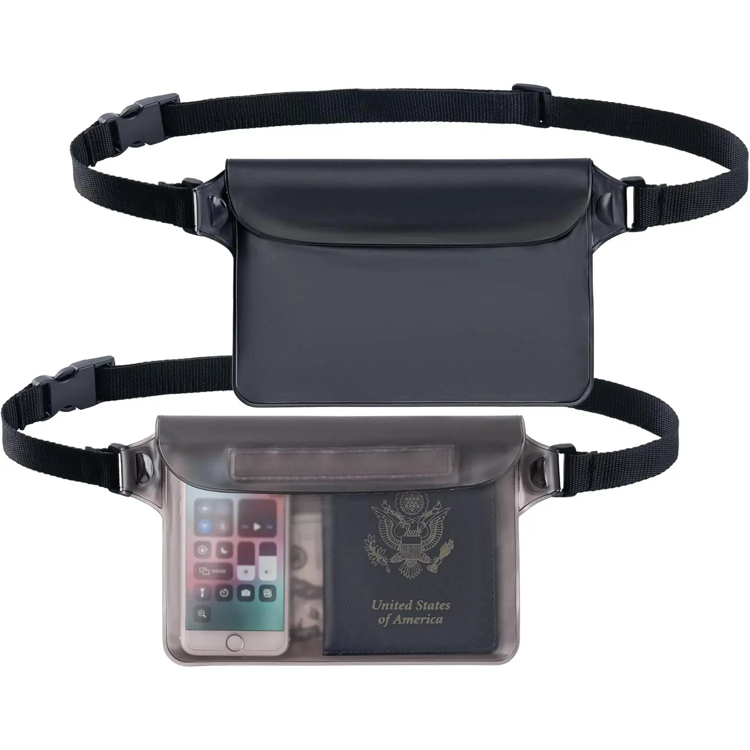 2-Pack Waterproof Touch Screen Dry Pouch With Adjustable Waist Strap, Waterproof Bag for Phone & Valuables, Father's Day Gift for Fishing, Kayaking, Boating, Beach Swimming & Diving