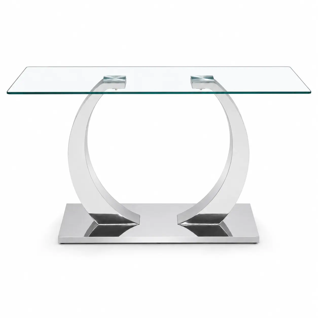 ARCH 63x35.4x30 Inch Transparent Glass Dining Table for 6-8 People, Tempered Glass Top with Silver Stainless Steel Legs, Modern Rectangular Kitchen Table for Dining Room, Living Room, Easy Assembly, Living Room Table for Sofa Side, Bedroom, Office