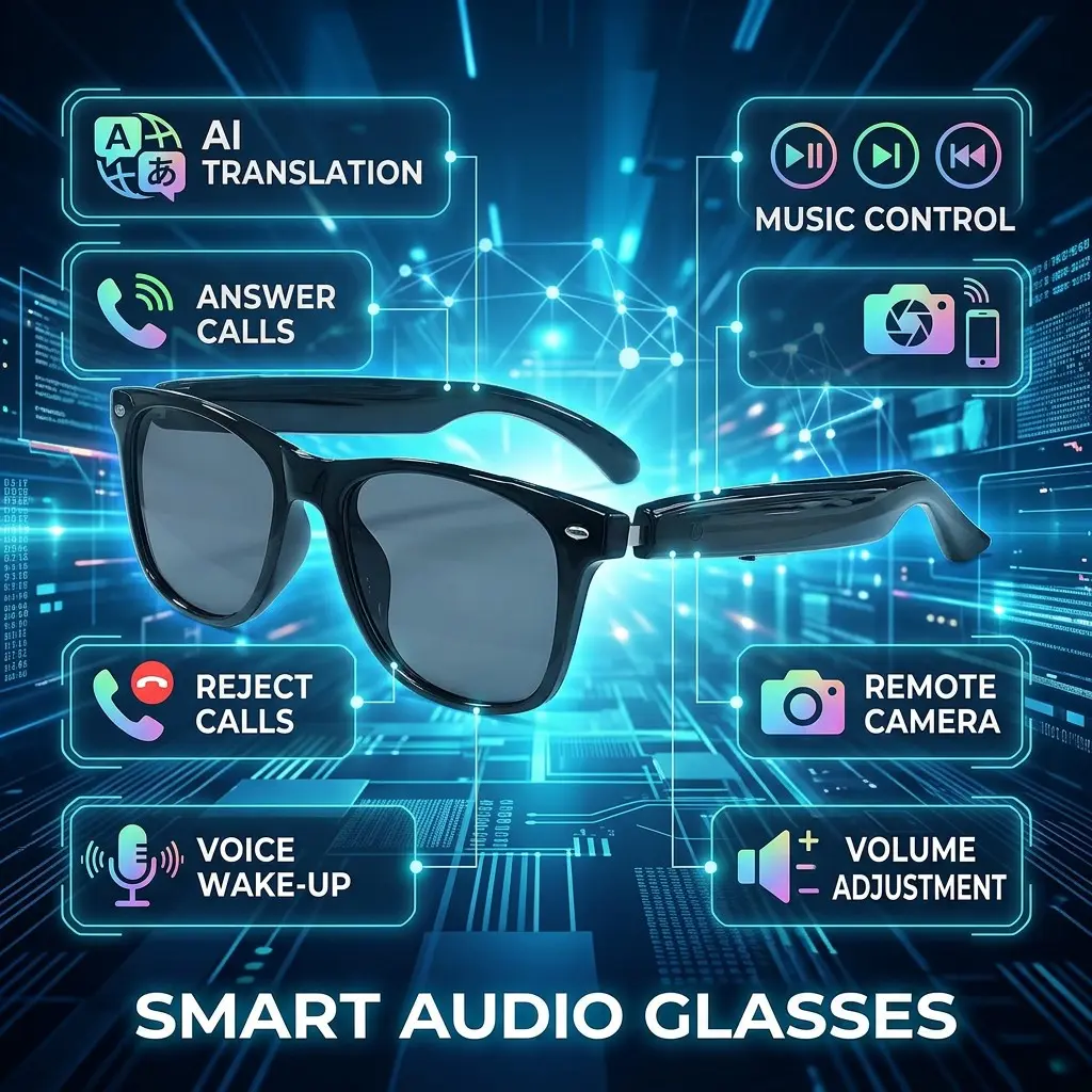 SENBONO Smart Glasses, Polarized BT Smart Sunglasses, Microphone Speaker, UV Protection, Voice Assistant, Ai Translation