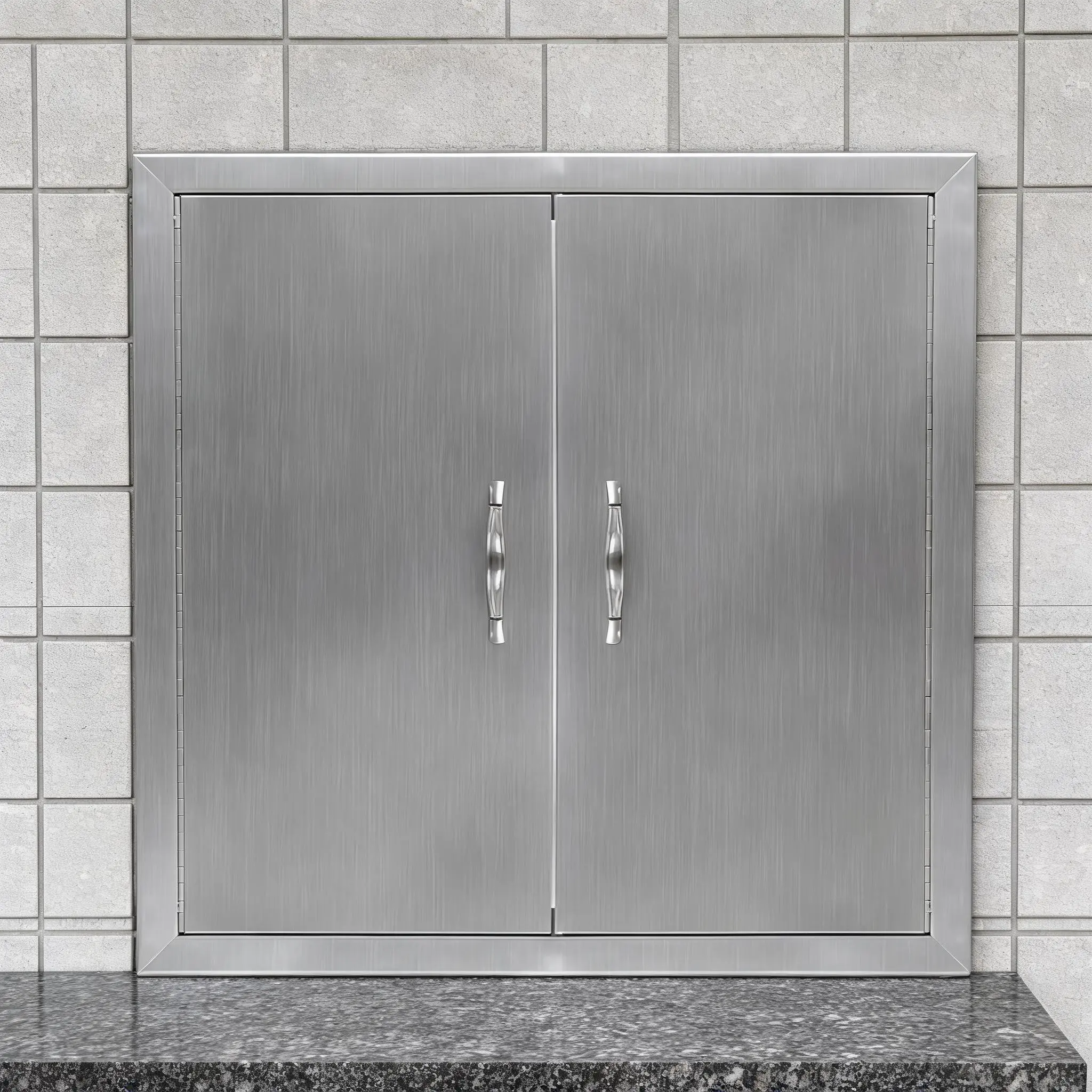 Outdoor Kitchen Doors 30.5" W x 21" H, Stainless Steel BBQ Access Doors, Flush Mount BBQ Door for Outside Kitchen Grilling Station, Barbeque Oven Island, Storage Cabinet Door