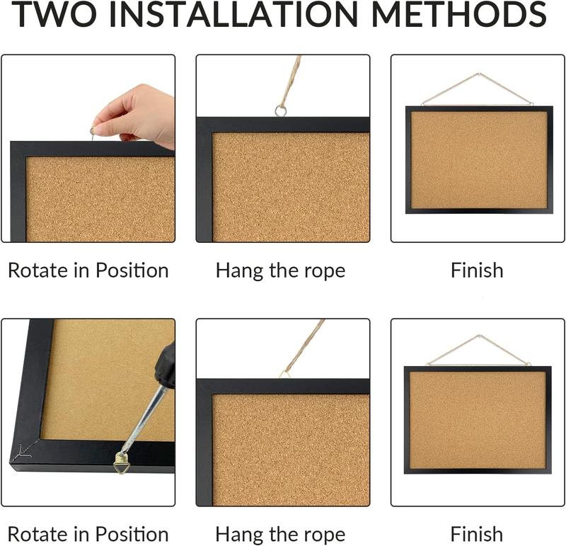 Black Cork Board Bulletin Board, 14.6"X 11" Cork Board, Oak Wood Finish Frame, Wall Mounted Cork Board for Office Home and School(Pins, Eye Bolts, gaskets, Screws) Black Cork Board Bulletin Board, 14.6"X 11" Cork Board, Oak Wood Finish Frame, Wall Mounted Cork Board for Office Home and School(Pins, Eye Bolts, gaskets, Screws)
