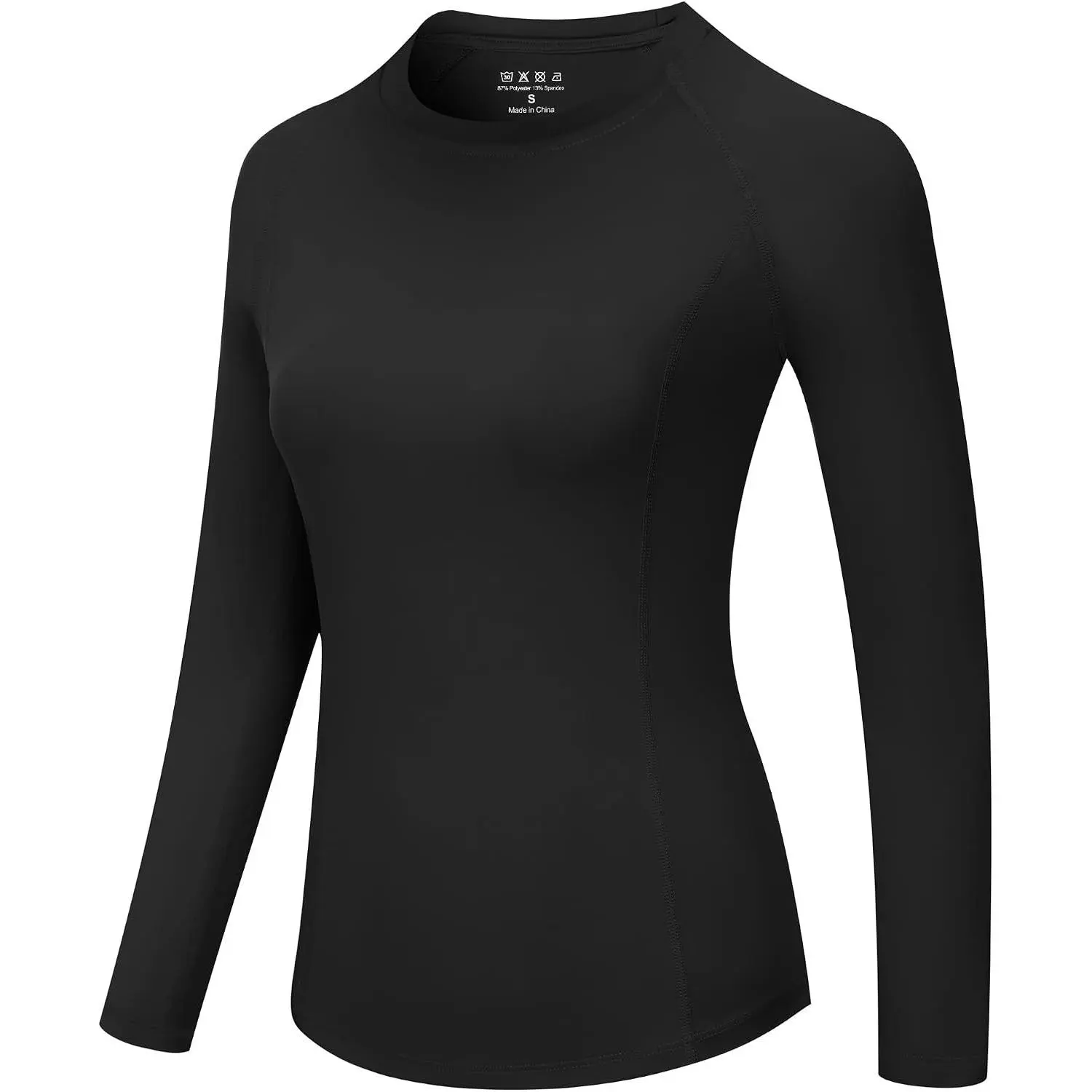Compression Shirt Women Long Sleeve, UPF 50+ Crew Neck Workout Base Layer, Quick Dry Athletic Underscrub Tops