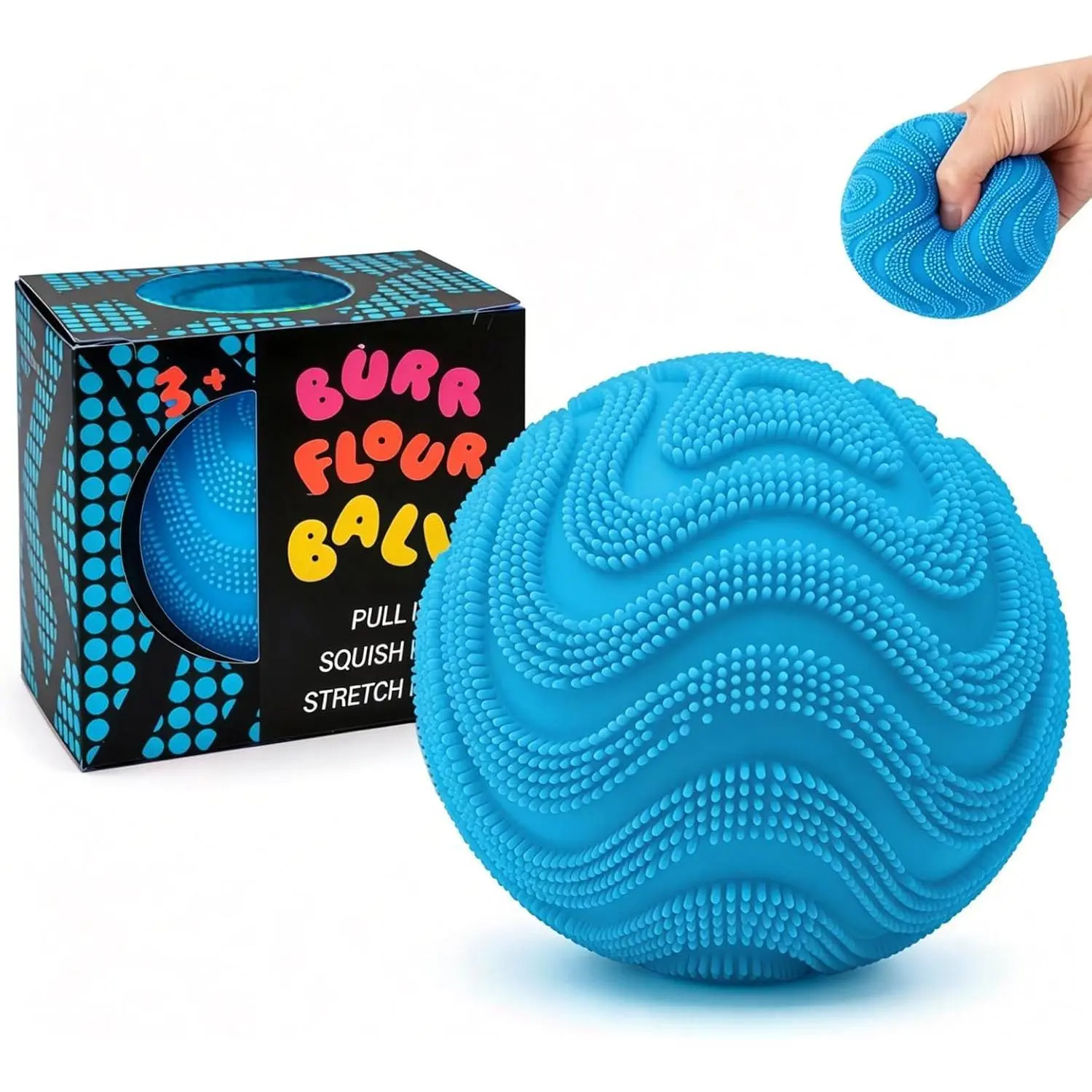 Fuzz Ball Squishy, Squishy Fuzz Ball Soft Sensory Squeeze Toys, Stress Balls for Adults, Anxiety Stress Relief Fuzzball, Office Desk Decor (Blue)