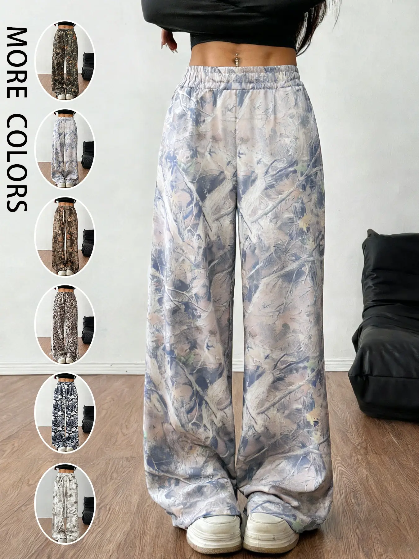 Women's Casual Fashion Loose Fit Leopard Pattern Pants, Elastic Waist Design, Comfortable and Stylish, All Seasons Wear