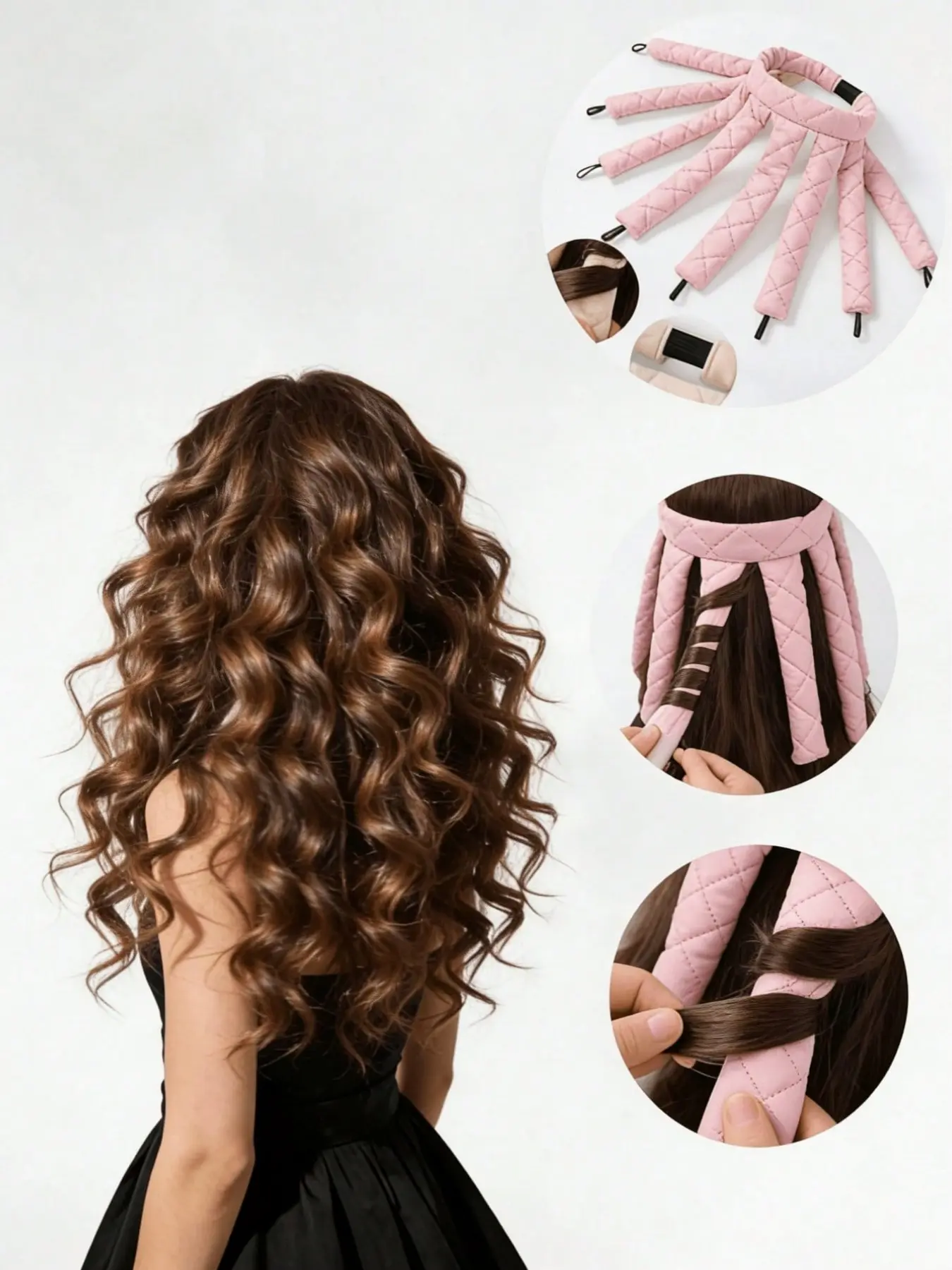 1pc Heating Free Curling Stick, No Heat Headband Curling Iron, 8-Tooth Heatless Curls, Overnight Curling Hair Styling Tool, Foam Curler Rods,Back To School,Travel Vacation Holiday,Salon,Party,Gift,Women's Bathroom Hair Accessories,Soft Wave Hair Band, Dam