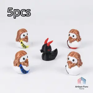 5pcs 3D Printed Jesus Duck Ornaments, Unique Religious Home Decor, Perfect Gift for Christians, Durable and Detailed Design