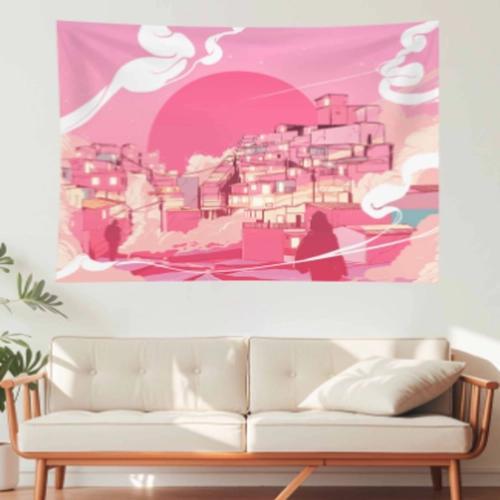 Supernatural Dean & Sam WinchesterPink American Flag Tapestry –Wall Decor, Dorm Frat Room Banner Aesthetic