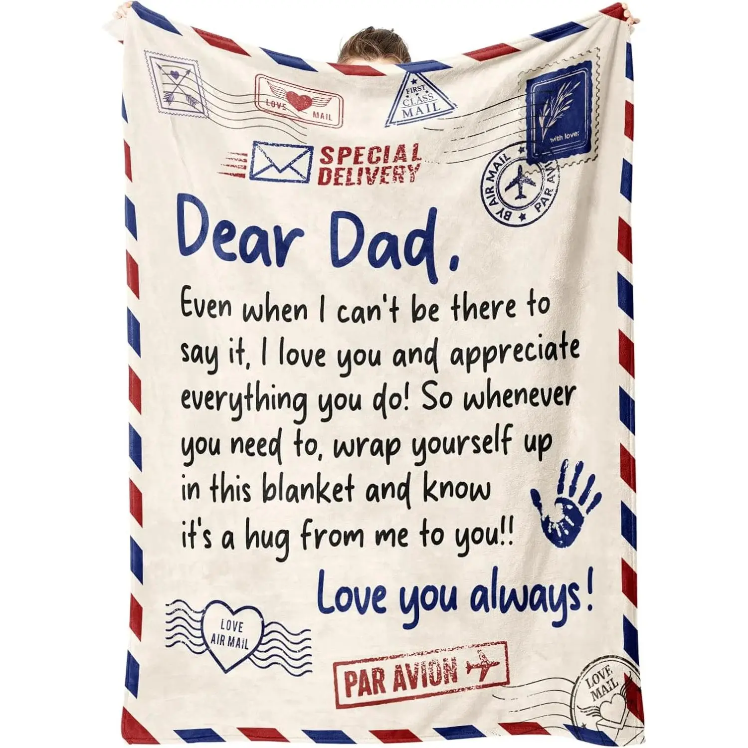 Customized Letters Modern Cotton Blanket Throw - All Seasons Soft Bed/Sofa Napping Blanket, Machine Washable Gift for Dad from Daughter/Son, Birthday Present