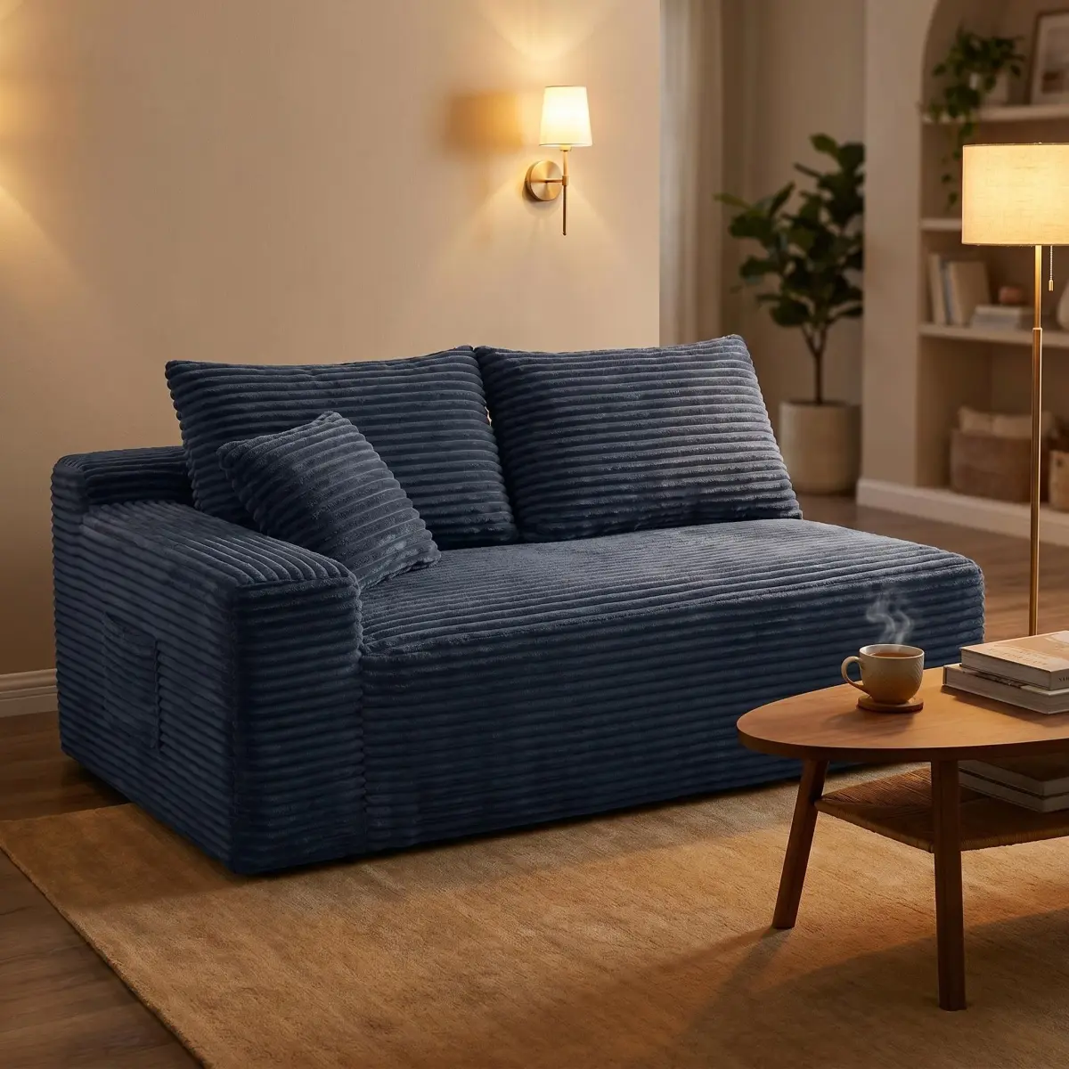 Boneless Sofa Couch Leveseat, Deep Seat Sleeper Couches Reading Chairs, Cloud Sofas with Throw Pillow & Backrest Pillow, No Assembly Required