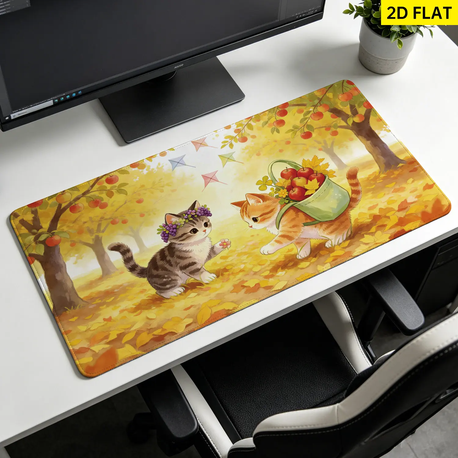 Cute Cats Apple Orchard Autumn Harvest Wall tapestry, Large size Printed Horizontal Tapestry blanket, Polyester Fabric Wall Hanging for living room, bedroom, No Installation Required, Indoor, Outdoor, Gift for Family and Friends