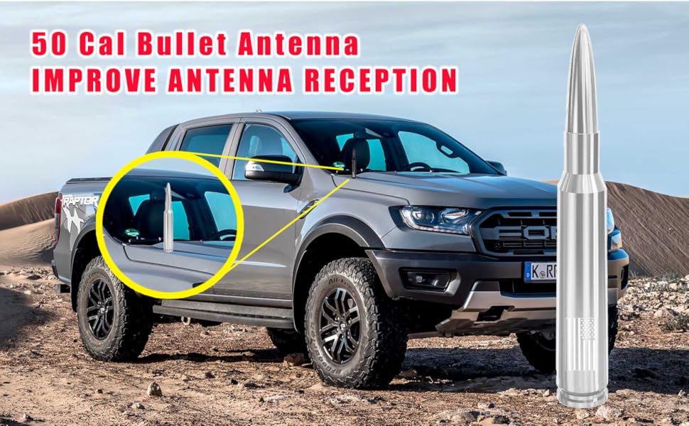 Free shipping America Flag Truck Bullet Antenna with Valve Stem Caps-Car wash Safe-Universal Mast for GM Chevy Silverado 1500 2500 3500 HD Avalanche Ford F150 F250 F350 Denali Pickup Car Accessories, Black