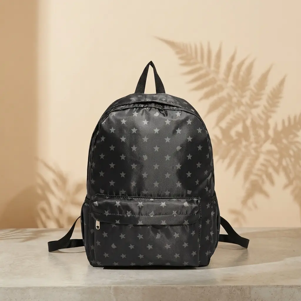 Unisex Chic Star Stitch Computer Backpack, 20-35L Oxford-Nylon Daypack with Built-In Organizer, Fits 13-Inch Laptop, Hidden Compartment, Adjustable Straps, Lightweight, Scuff-Resistant for Business & Daily Use, College Style Everyday Carry