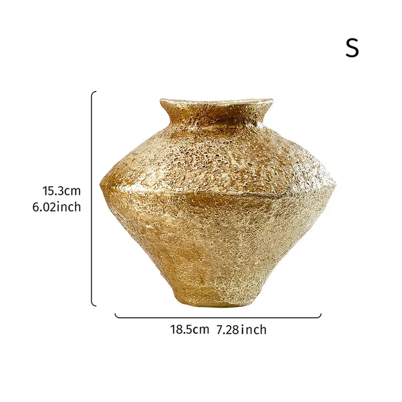 Vintage-style ceramic decorative vase, antique gold ceramic home vase made of resin, handmade craft, Decorative flower vase