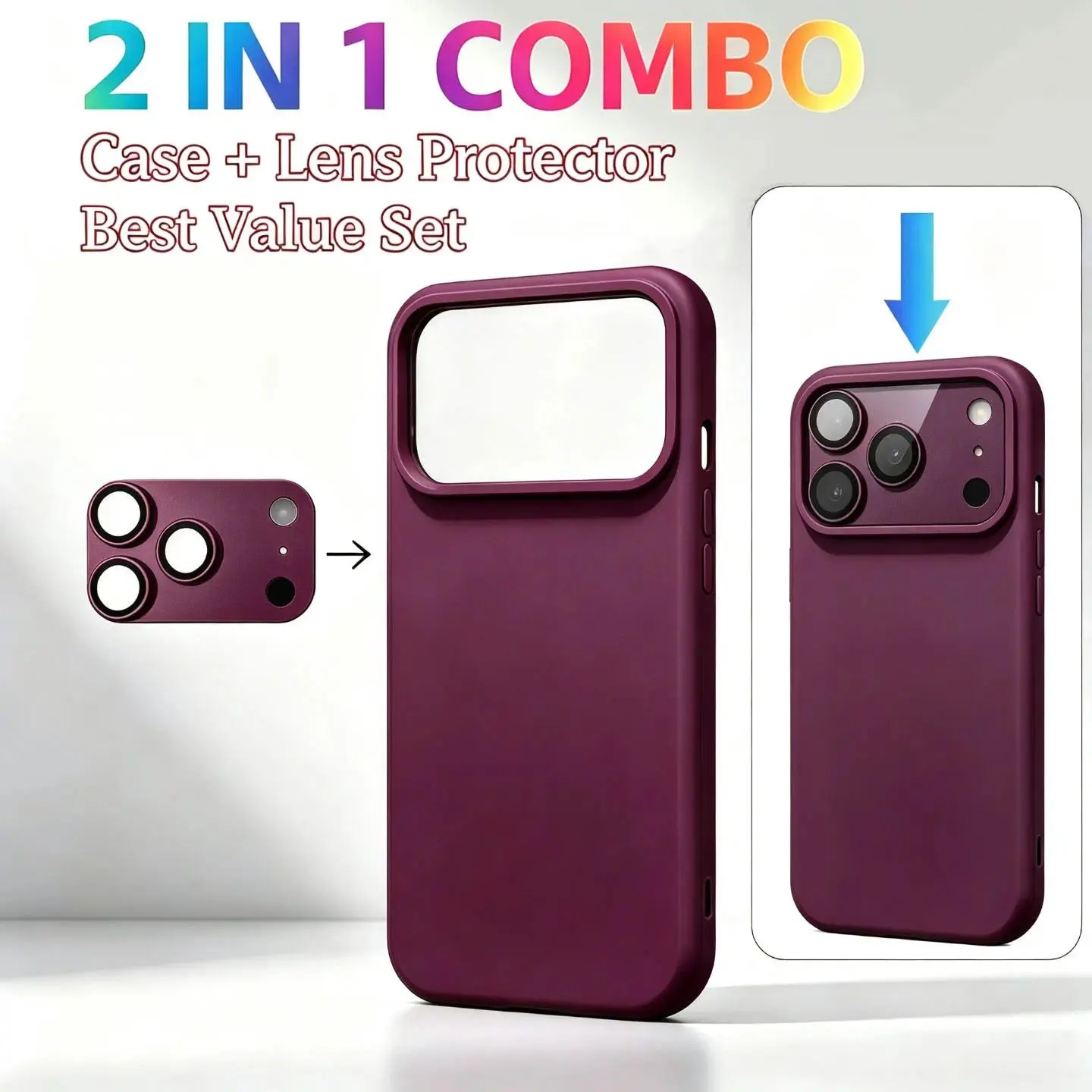 YKQS Phone Case- Luxury Liquid Silicone Phone Cases Protector For iPhone 18 17 Pro Max With 18 17 Pro Max Matte Camera Lens Protective Film Cover