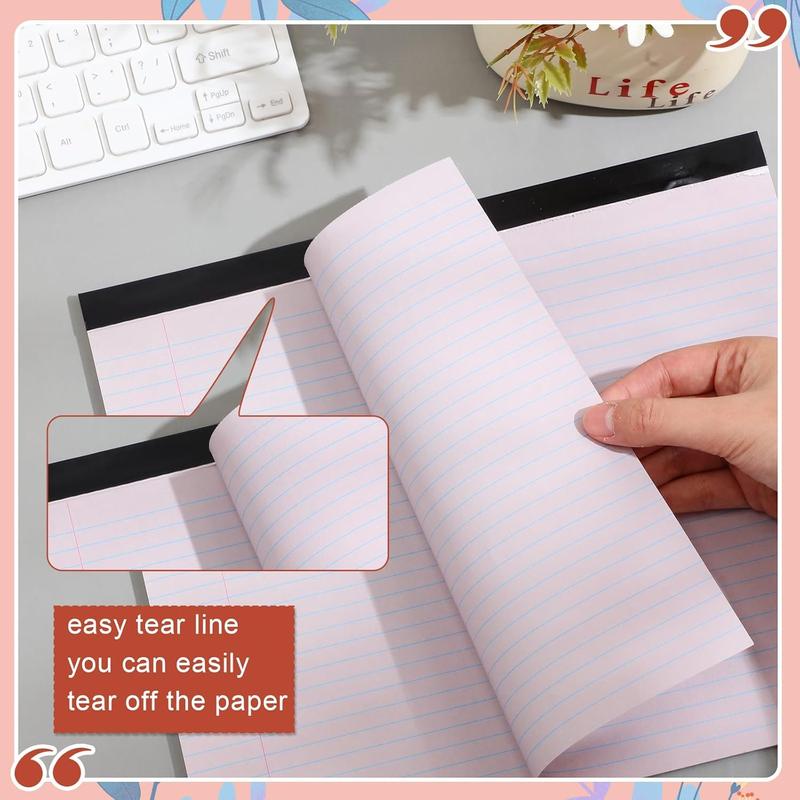 6 count 11" x 9.5" Legal Pads College Ruled Notepad Landscape Notebook Horizontal Lined Notebook 80 Gsm Assorted Colors Paper Pastel Writing Pads for School Office, 40 Sheet (Cute Color)
