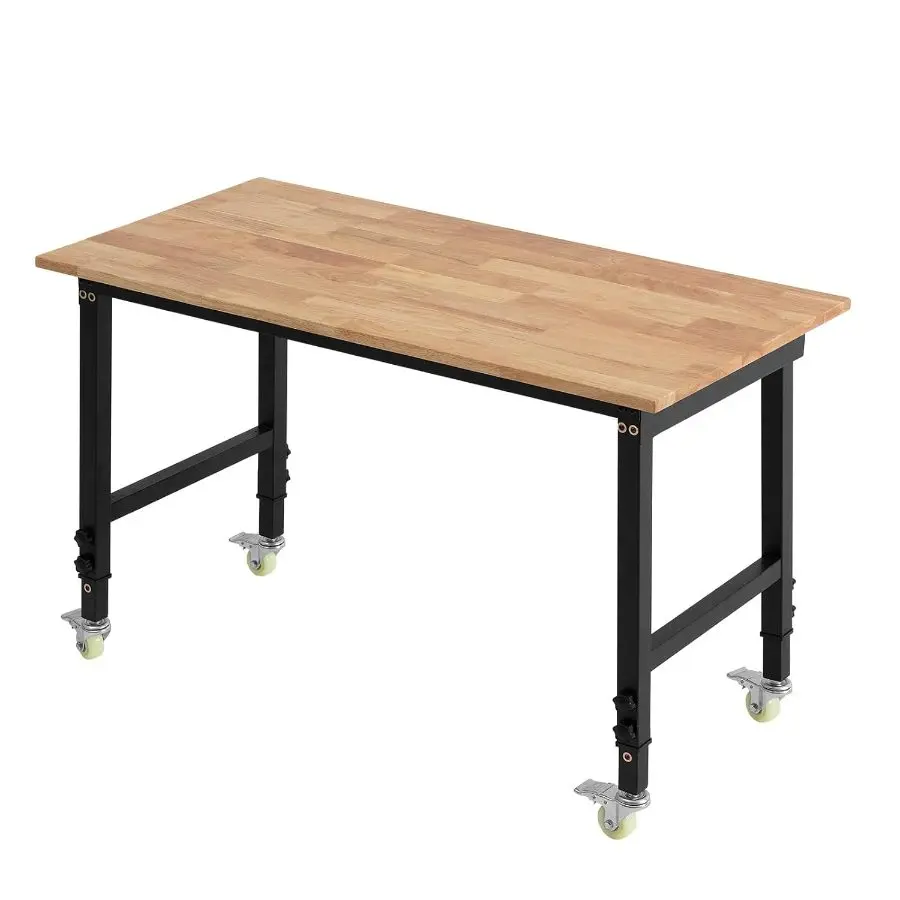 Workbench 60 Inches VEVOR Adjustable Workbench, 60 Inch Work Bench with Power Outlet ...