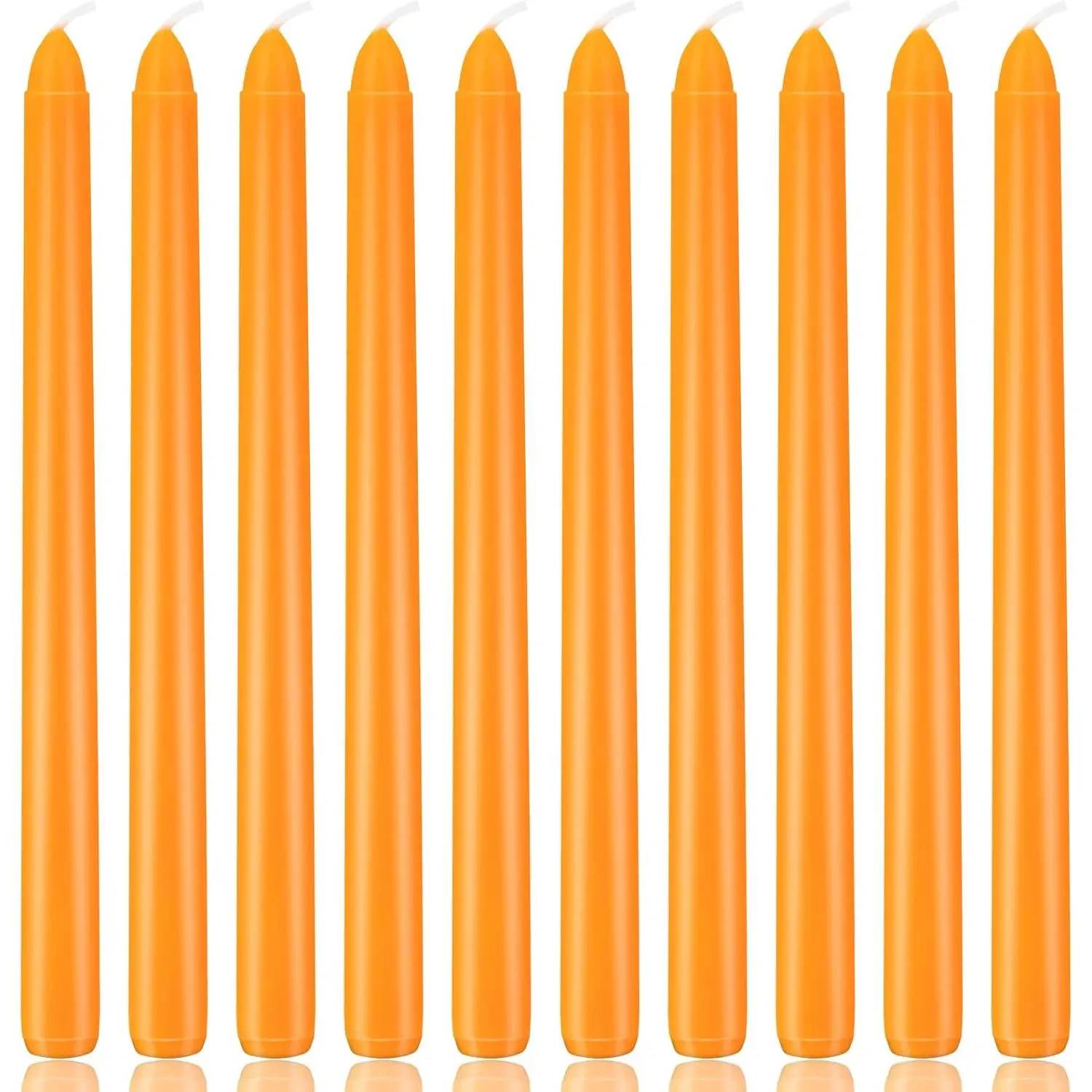 10 Inch Orange Taper Candles 10 Pack Unscented Candlesticks for Dinner Fall Harvest Halloween Seasonal Celebration and Home Decoration