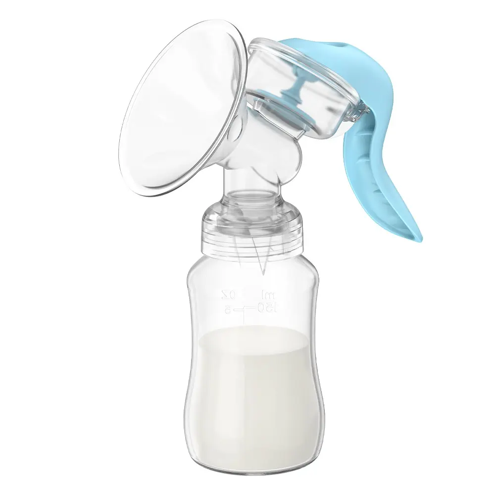 Manual Breast Pump with Piston Pump System – Includes 150ml Bottle & Teat, Safe PP Material, Anti-Colic & Anti-Backflow, Lightweight & Portable, for Breastfeeding Moms at Home & On-the-Go