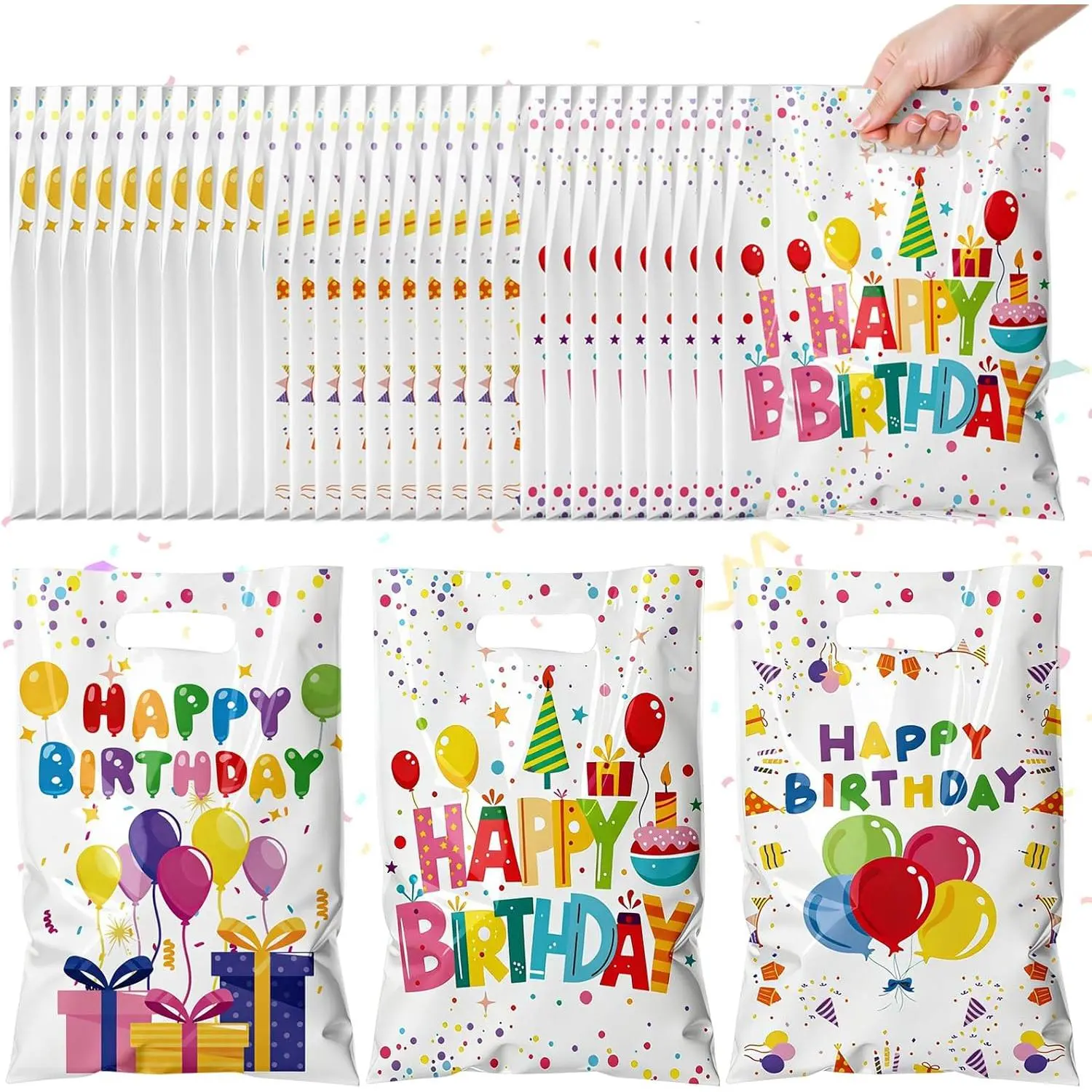 Party Favor Bags for Birthday Goodie Bags - Bulk   Bags for Candy, Cookies, Snacks, Happy Birthday Party Supplies Classroom , and Event Gifts (30 Pcs)