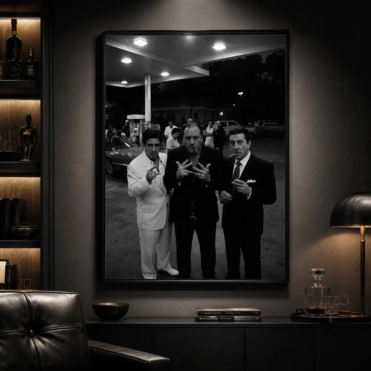 Mafia Wall Art Poster - Black and White Gangster Print, Crime Movie Mob Boss Vintage Noir Canvas Decor, Funky Anime Wall Art for Bedroom Home Decor, Gangster Canvas Print, Retro Movie Poster, Man Cave Decor, Gift for Movie Fans