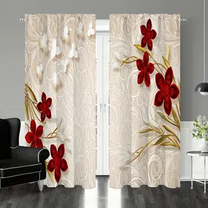 2 pieces, vibrant floral filter curtain - easy to install with rod pocket design, suitable for living room, bedroom, and office decoration, made of polyester material, suitable for rod insertion teal paper blinds Silver Fringe Door String