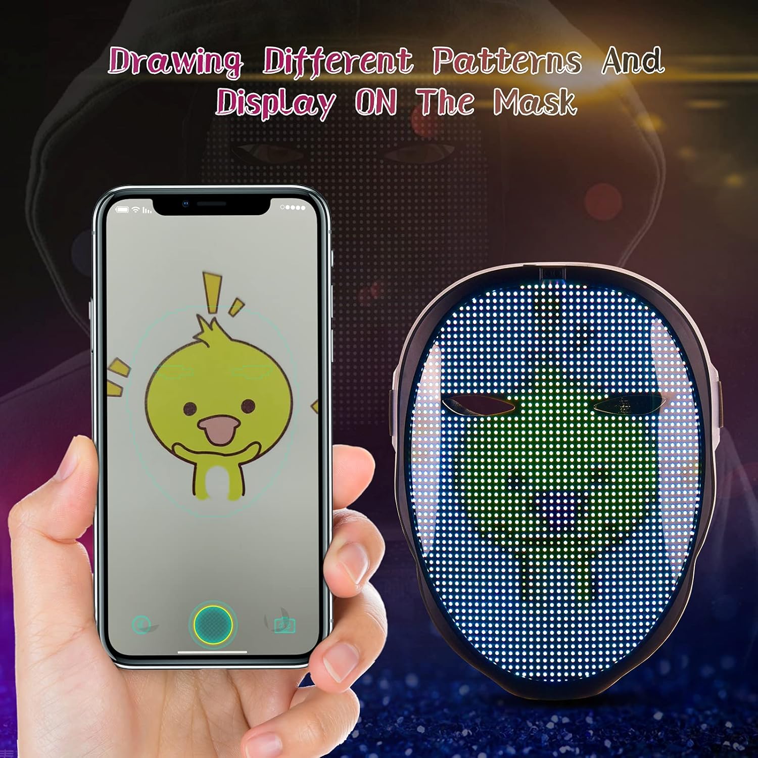 SUNDAY MIRTH Led Mask,  App Controlled Halloween , Luminous Mask for Adults, Light up Costumes