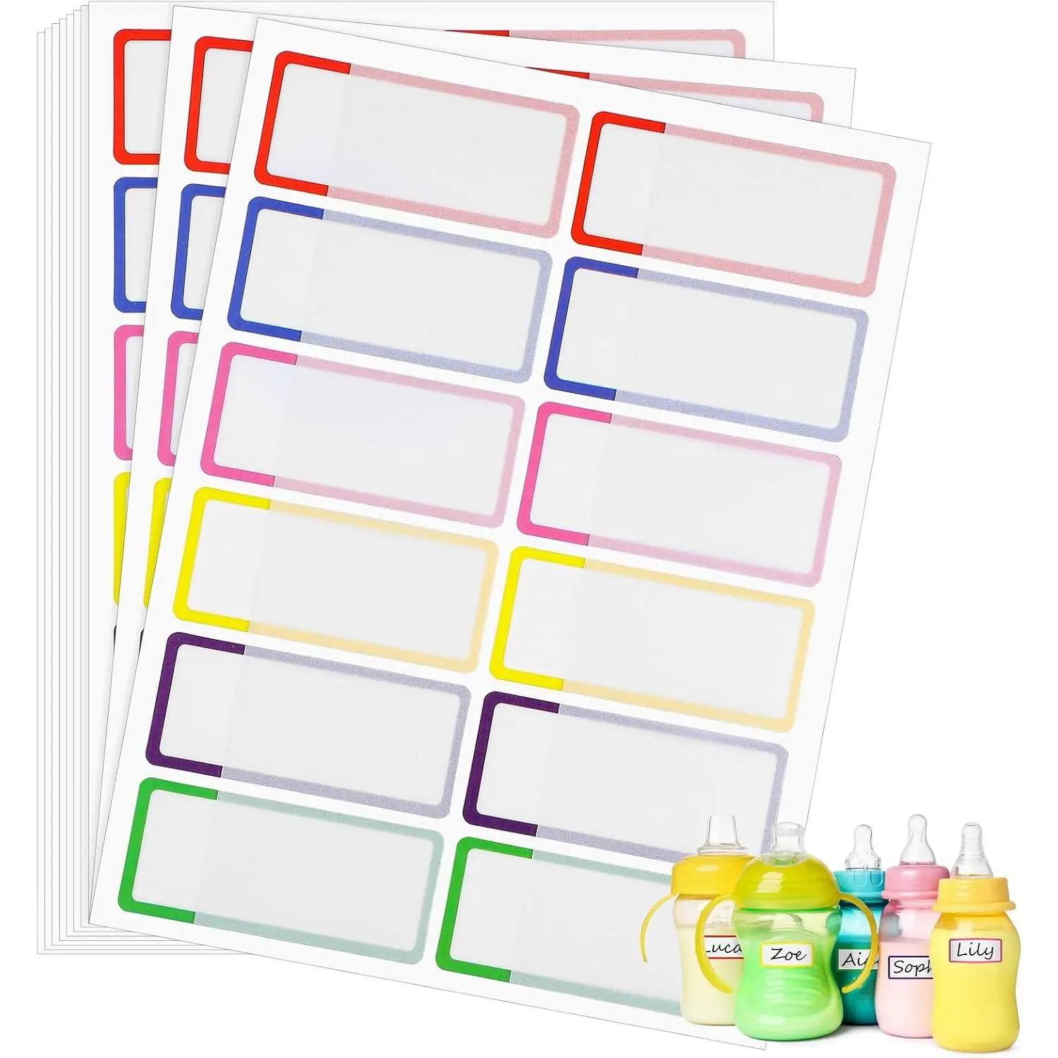 120 count  Bottle Labels for ,  School Name Labels Stickers Self-Laminating Multipurpose Write- Name Labels for  Sippy Cup Water Bottle Lunch Box