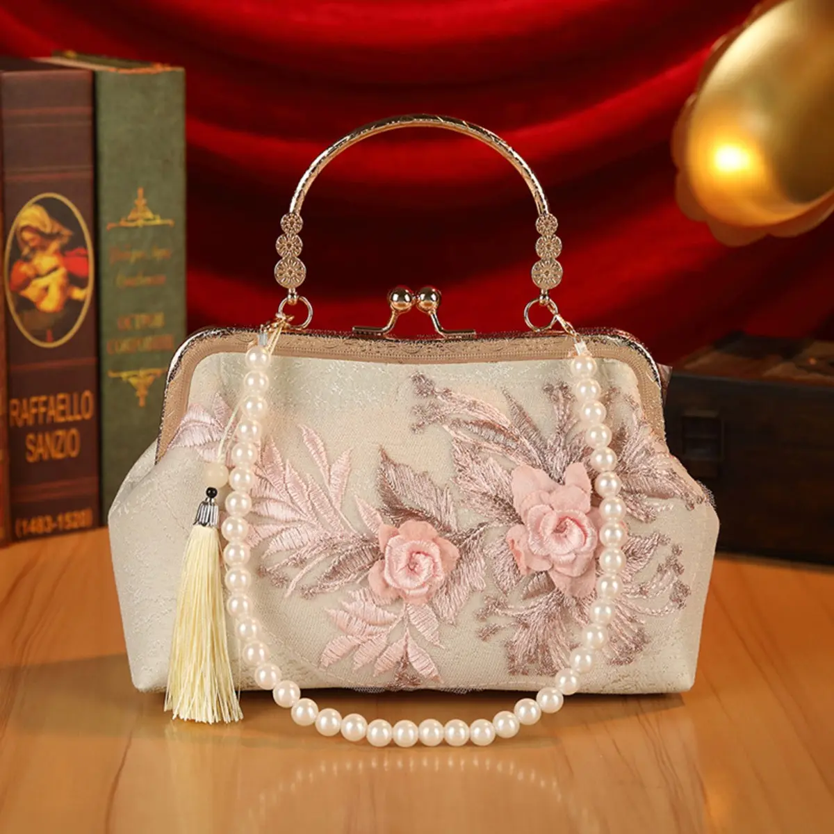 Elegant Women's Handbag, Blue Floral Lace Evening Clutch with Rhinestones and Mesh for Weddings, Blue Floral Lace Women's Handbags, Aesthetic Handbag, Cute Purses