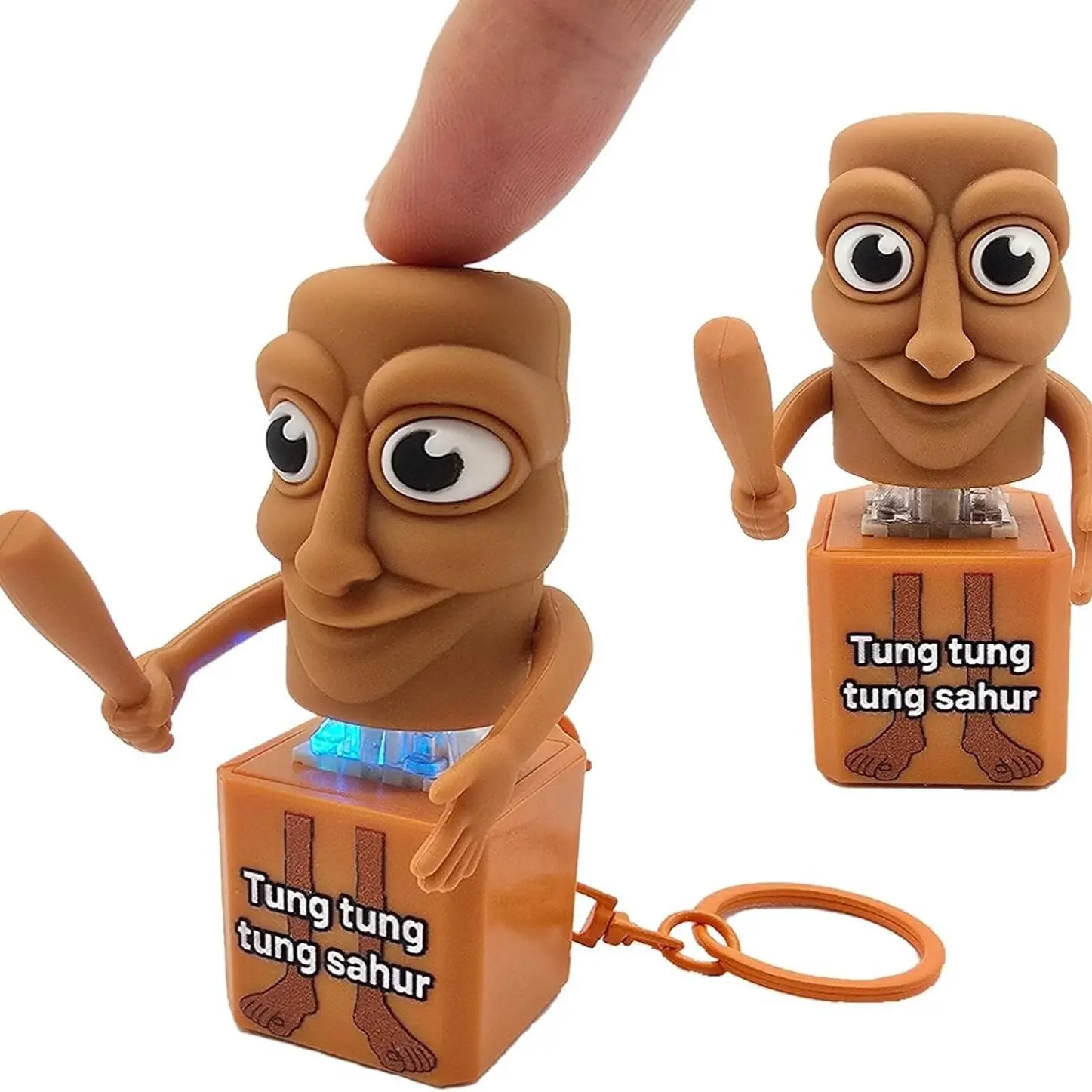 Tung Tung Sahur Keyboard Clicker Fidget Keychain, Sound and LED Light, Durable Metal Key Ring, Fun Brainrot Meme Button, Adult Stress Relief Toy