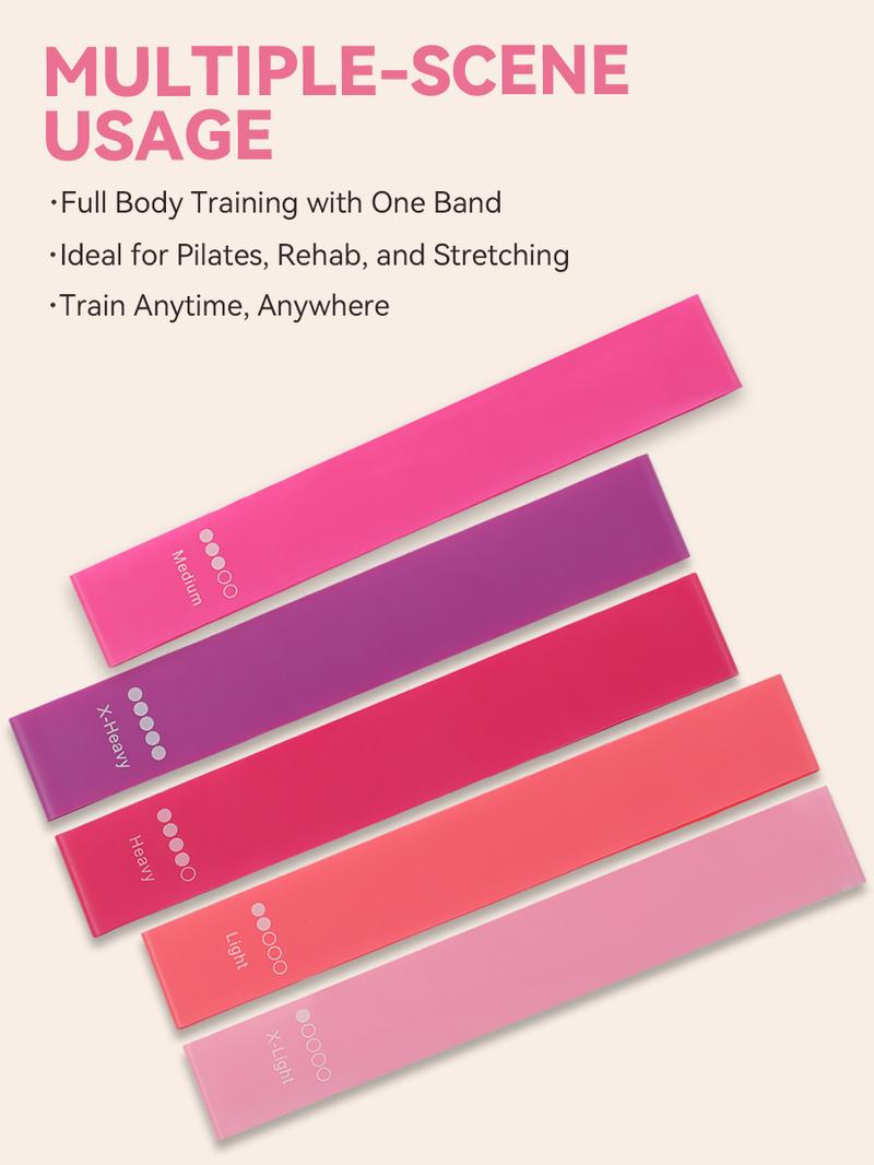 5 Levels TPE Resistance Elasticity Bands Set – Fitness Exercise Bands for Beginners to Advanced Home Workout, Yoga, Pilates, Strength Training