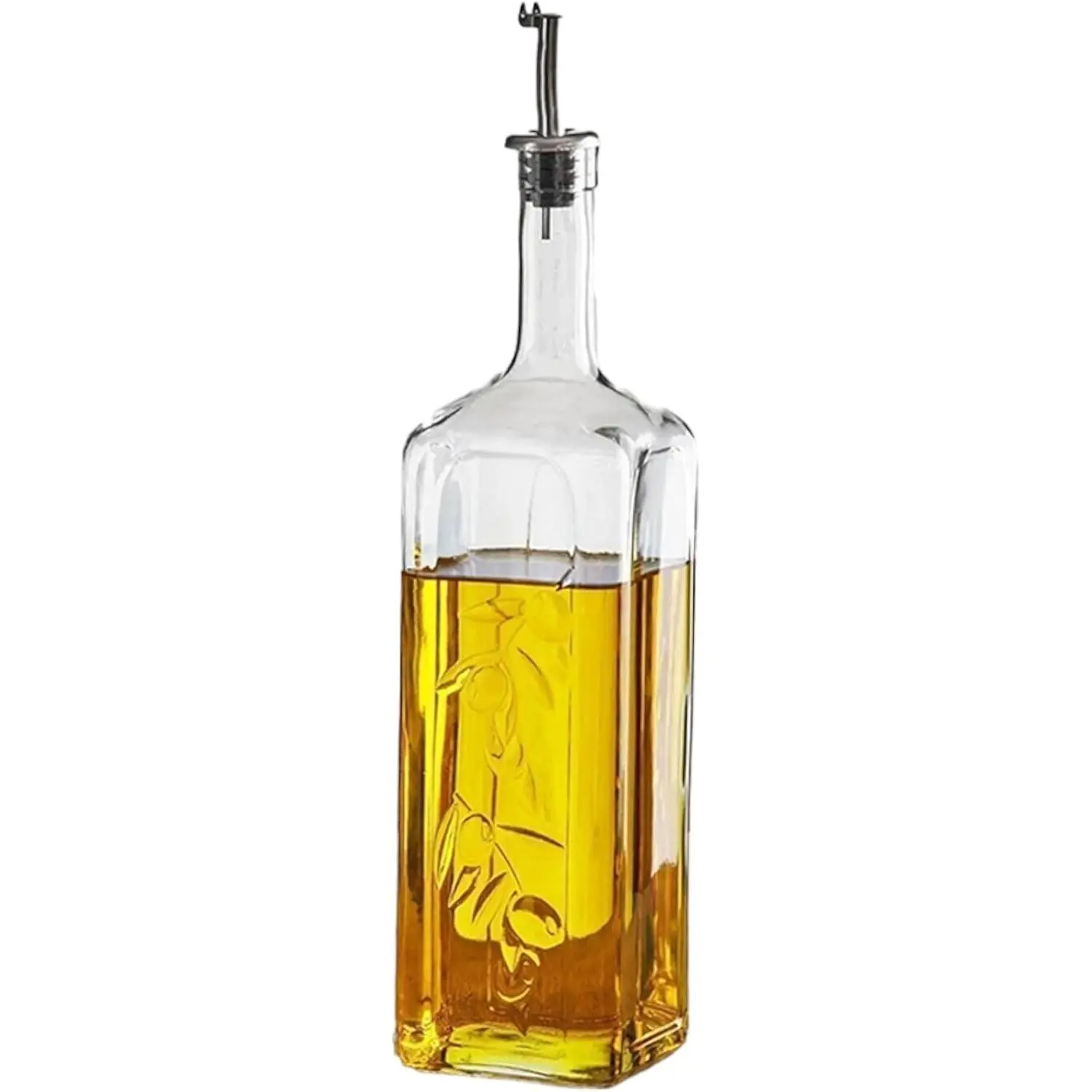 Secen LONDON Glass Oil  - 1 LT Oil & Vinegar Bottle With Decorative Design, Dishwasher Safe, -Safe Stainless Steel, 1000 CC Olive Oil Bottle